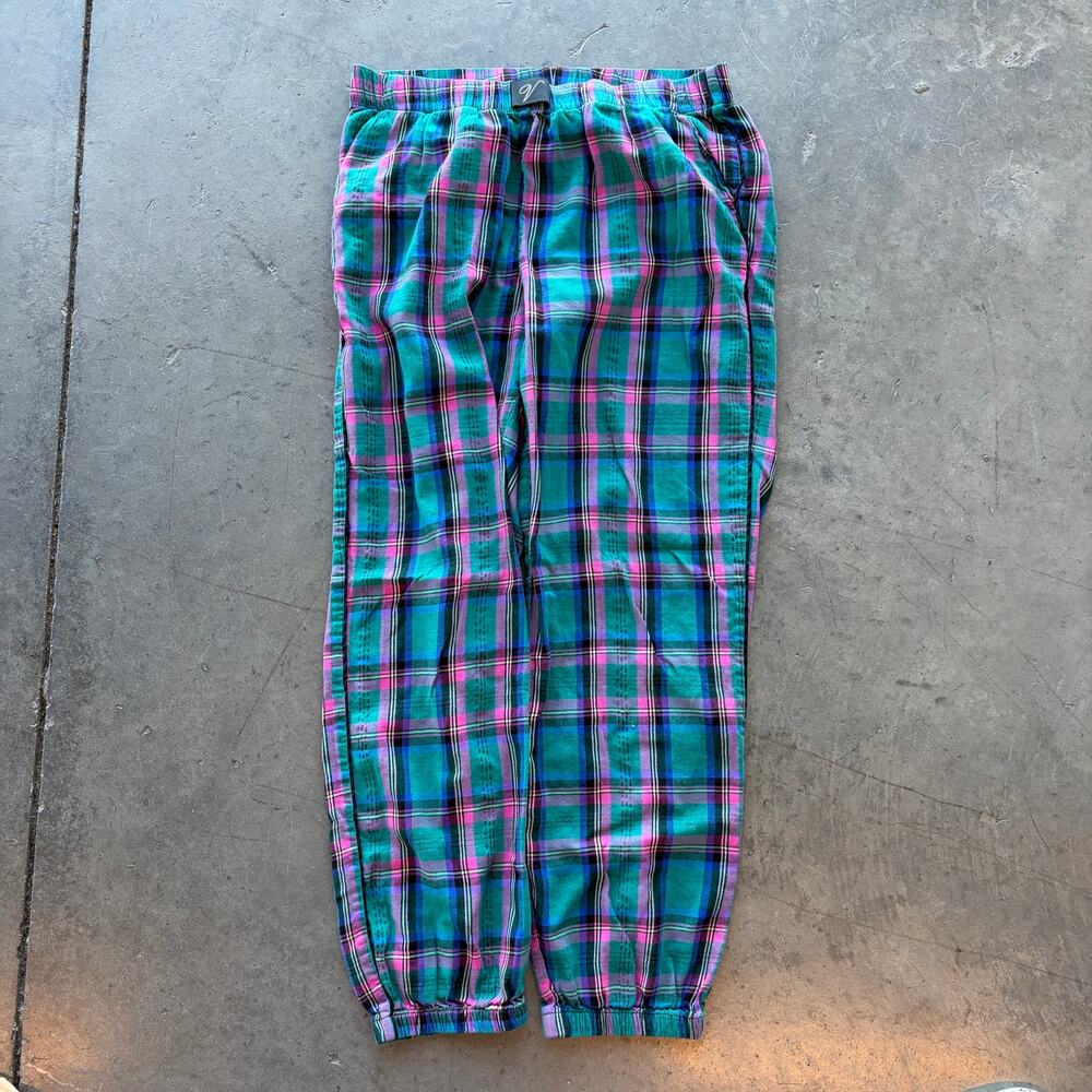 Vintage Y2k Victoria's Secret Plaid Lounge Teal Pink Sweatpants Women's Small
